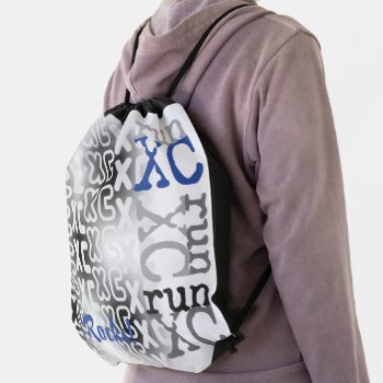 Customizable Cross Country Blue Run Xc Drawstring Bag by BiskerVille at Zazzle