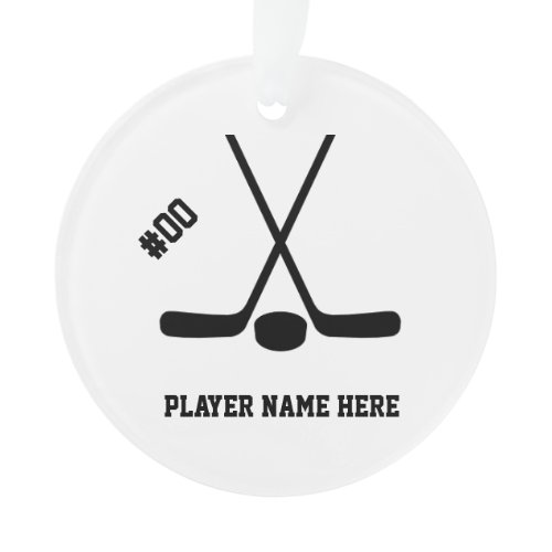 Customizable Crossed Hockey Sticks Ornament