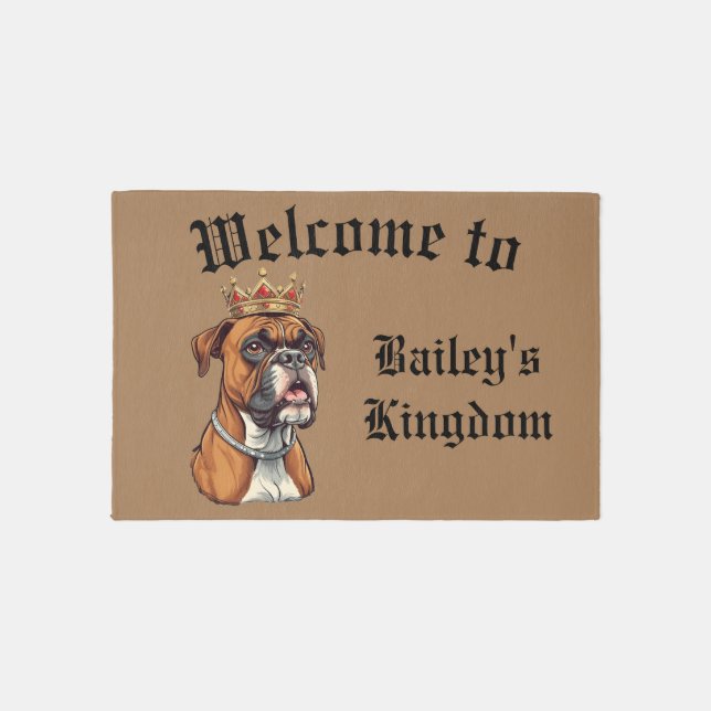 Customizable Crowned Boxer Dog Doormat Outdoor Rug (Front)