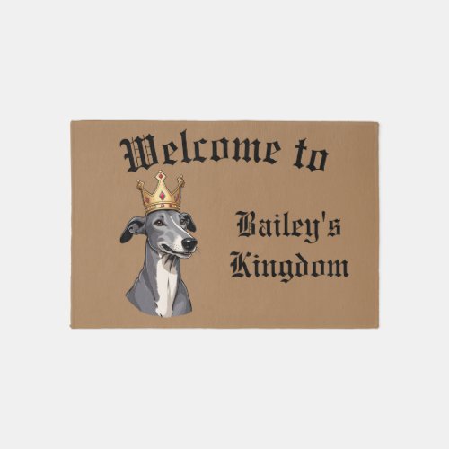 Customizable Crowned Greyhound Doormat Outdoor Rug