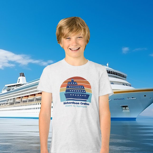 Customizable Cruise Ship Sunset Family Trip Kids Tri-Blend Shirt (Creator Uploaded)