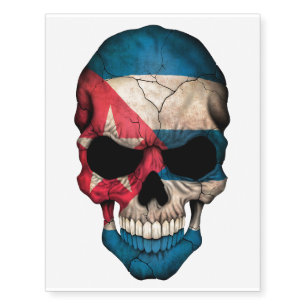 Customizable Cuban Flag Skull Temporary Tattoos