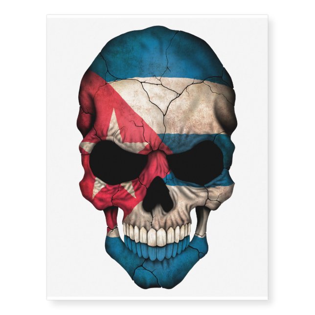 Customizable Cuban Flag Skull Temporary Tattoos (Front)