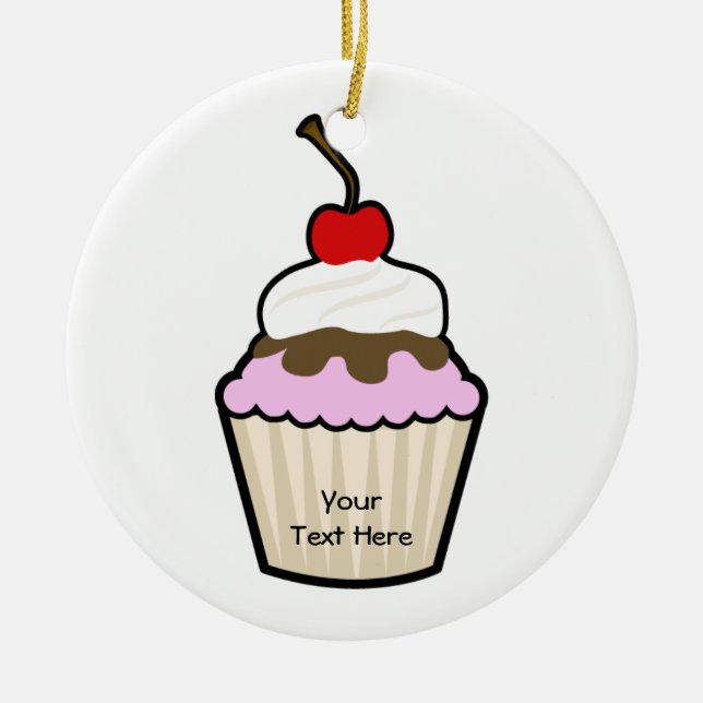 Customizable Cupcake Ceramic Ornament (Front)