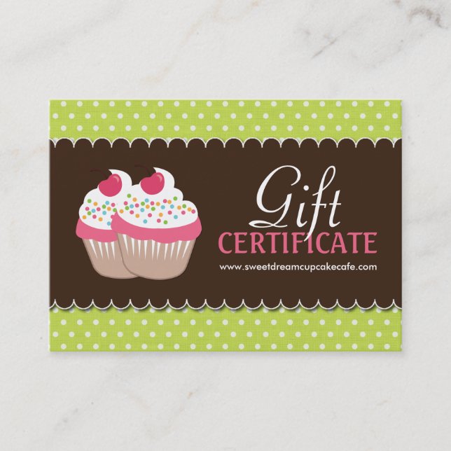 Customizable Cupcake Gift Certificate (Front)