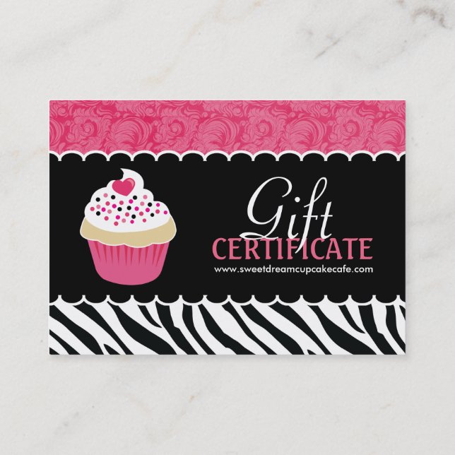 Customizable Cupcake Gift Certificate (Back)