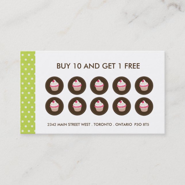 Customizable Cupcake Rewards Cards (Front)