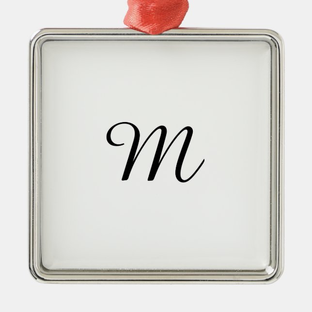 CUSTOMIZABLE CUSTOM CUSTOMIZE MONOGRAM WHITE METAL ORNAMENT (Front)