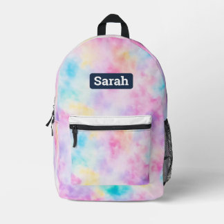 Customizable custom name pastel Tie dye backpack