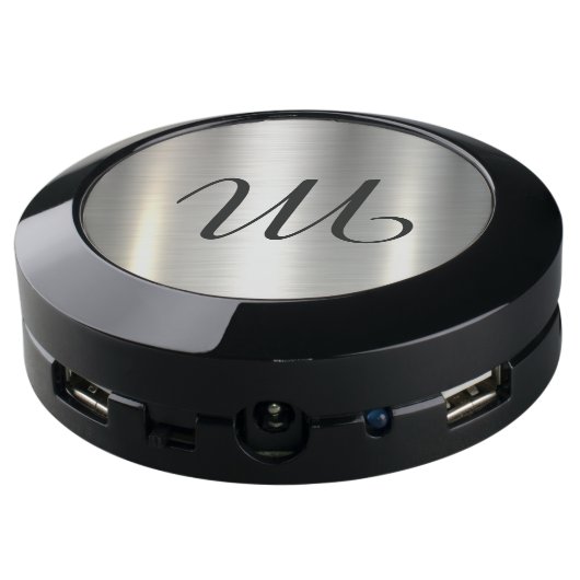 Customizable Customize Custom Metallic Monogram USB Charging Station (Angled Back)