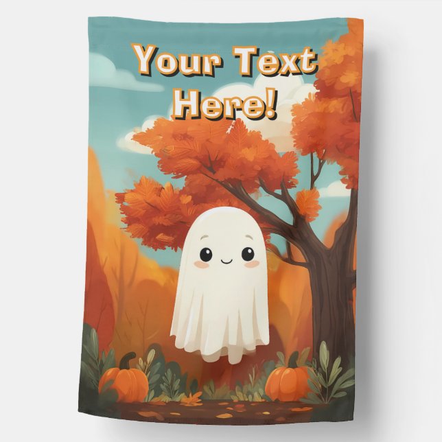 Customizable Cute and Spooky Ghost Flag (Front)