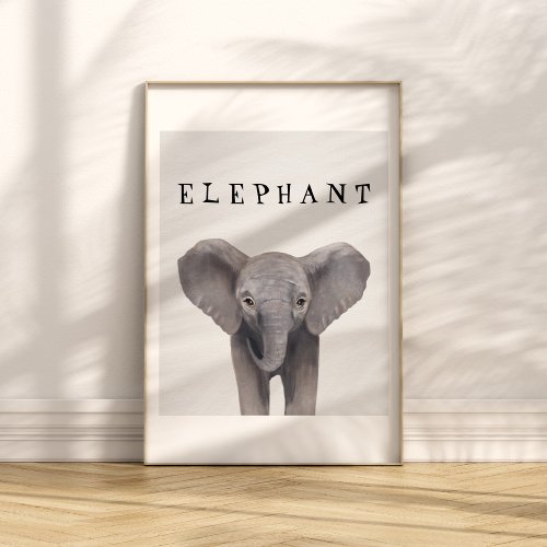 Customizable Cute Baby Elephant Kids Poster