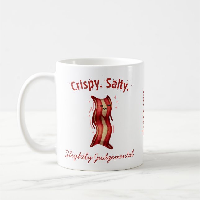 Customizable Cute Bacon Hand-Drawn Art Coffee Mug (Left)