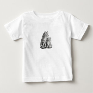 Customizable Cute Cat and Kitten Sketch Baby T-Shi T-Shirt