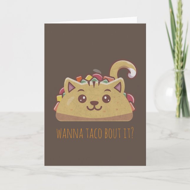 Customizable Cute Cat Taco Note Card (Front)