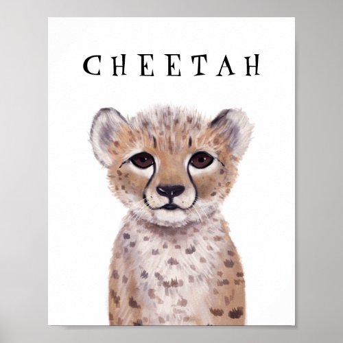 Customizable Cute Cheetah Cub Kids Poster 