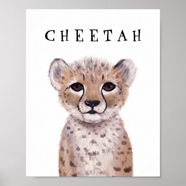 Customizable Cute Cheetah Cub Kids Poster  (Front)