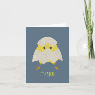 Customizable Cute Chick Peeking Through a Cracked Card