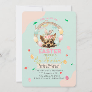 Customizable Cute Chihuahua Bunny Easter Invitation