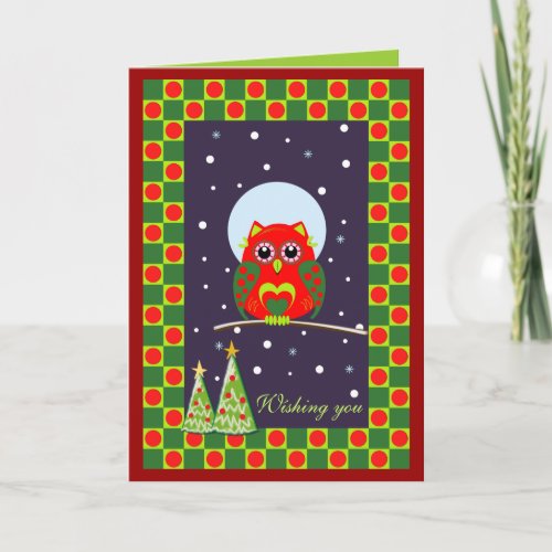 Customizable Cute Christmas card with Owl