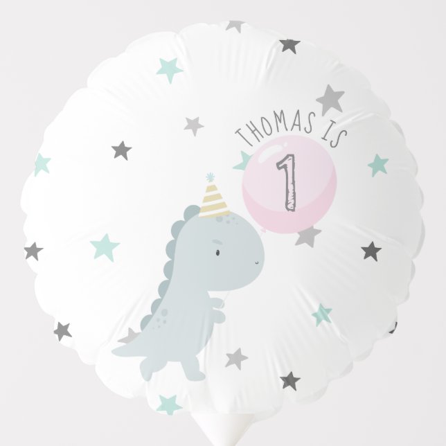 Customizable Cute Dinosaur Birthday Balloon (Front)