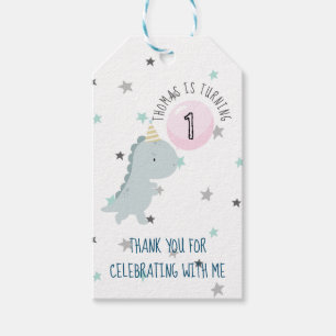 Customizable Cute Dinosaur Birthday Gift Tags