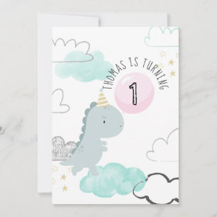 Customizable Cute Dinosaur Birthday Invitation