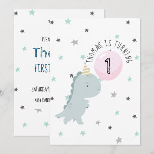 Customizable Cute Dinosaur Birthday Invitation