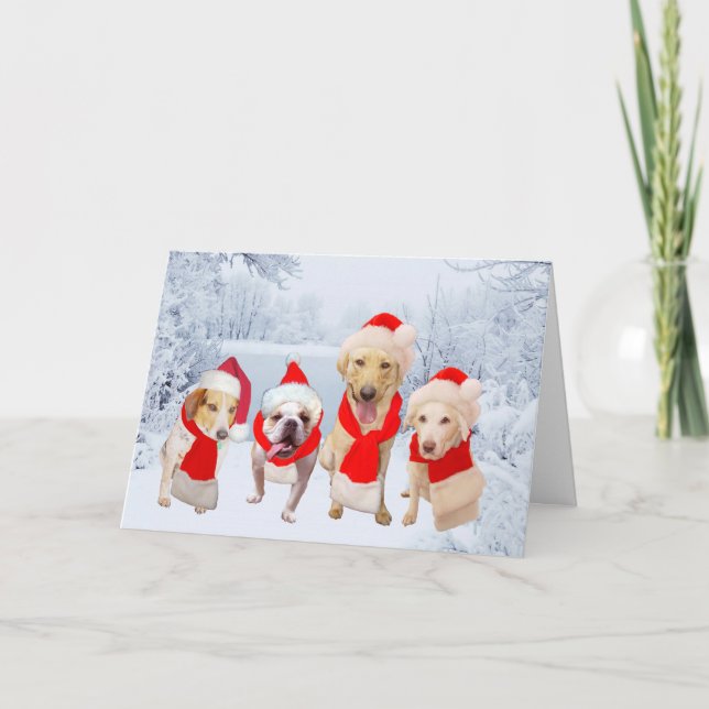 Customizable Cute Dogs Season's Greetings Holiday Card (Front)