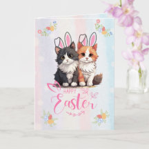 Customizable Cute Duo Kitten Bunny Easter
