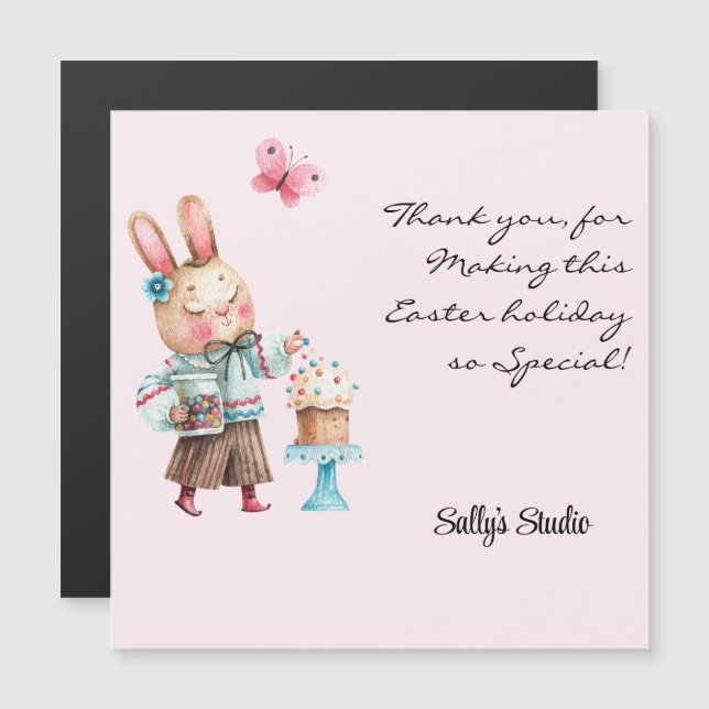 Customizable, Cute Easter Bunny Magnetic Thank You (Front/Back)