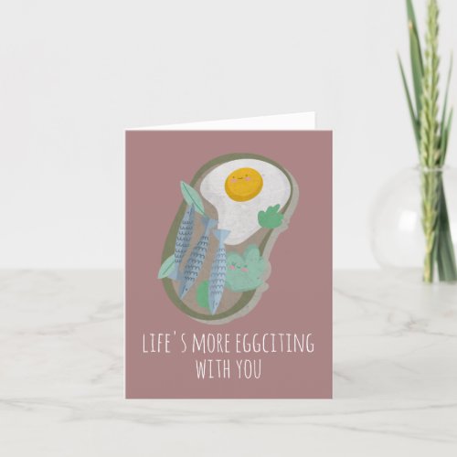 Customizable Cute Egg Fish and Veggie Dish Thank You Card