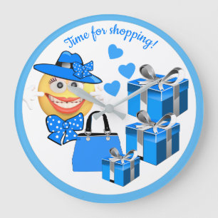Customizable Cute Fashion Emoji with Shopping Large Clock