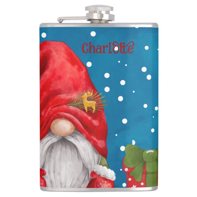 Customizable Cute Father Christmas Flask (Front)