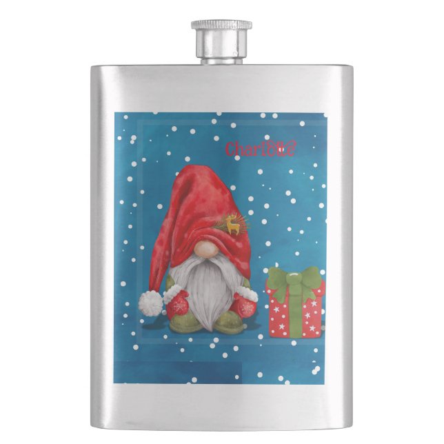 Customizable Cute Father Christmas Flask (Front)
