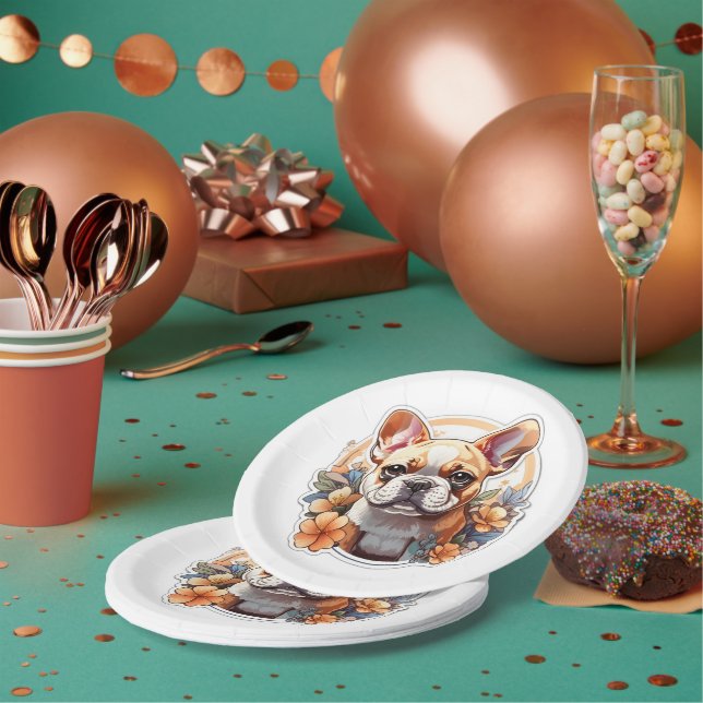 Customizable Cute Frenchie Paper Plates (Multi)