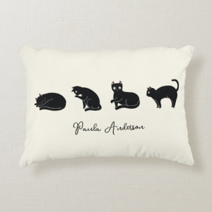 Customizable Cute Funny Black Cat Accent Pillow