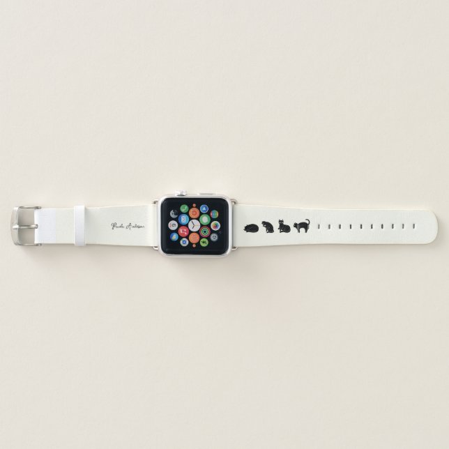 Customizable Cute Funny Black Cat Apple Watch Band (Front)