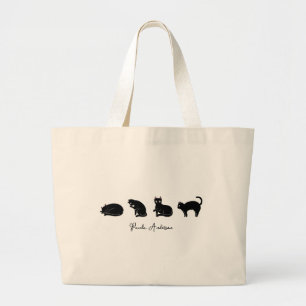 Customizable Cute Funny Black Cat Large Tote Bag