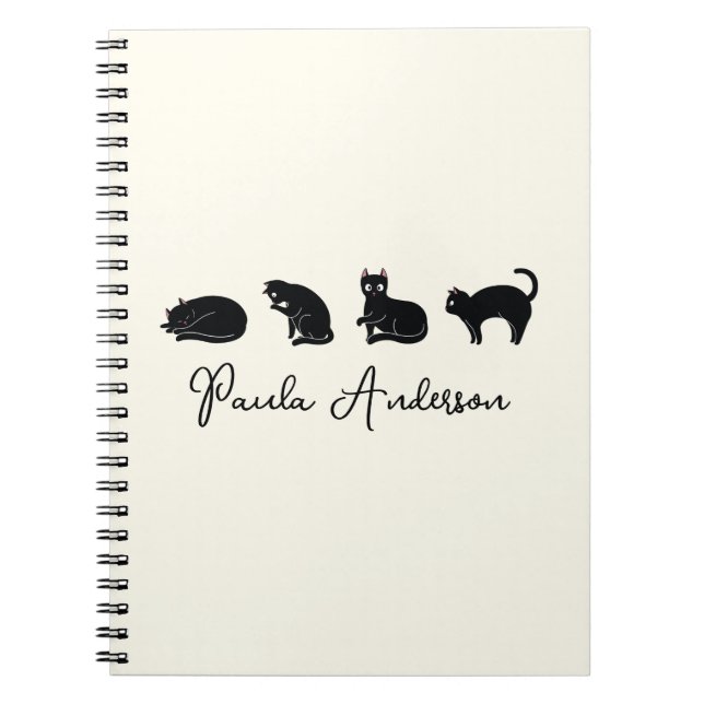 Customizable Cute Funny Black Cat Notebook (Front)