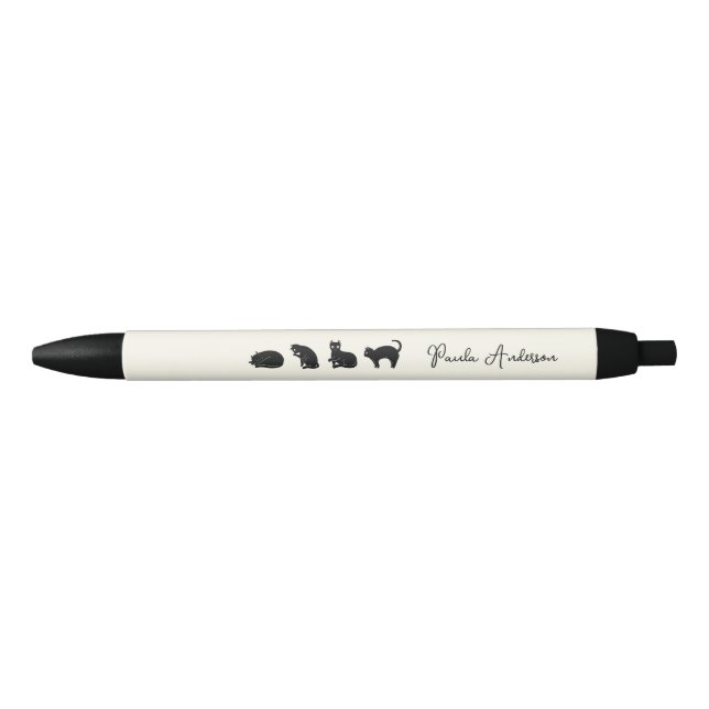 Customizable Cute Funny Black Cat Pen (Front)