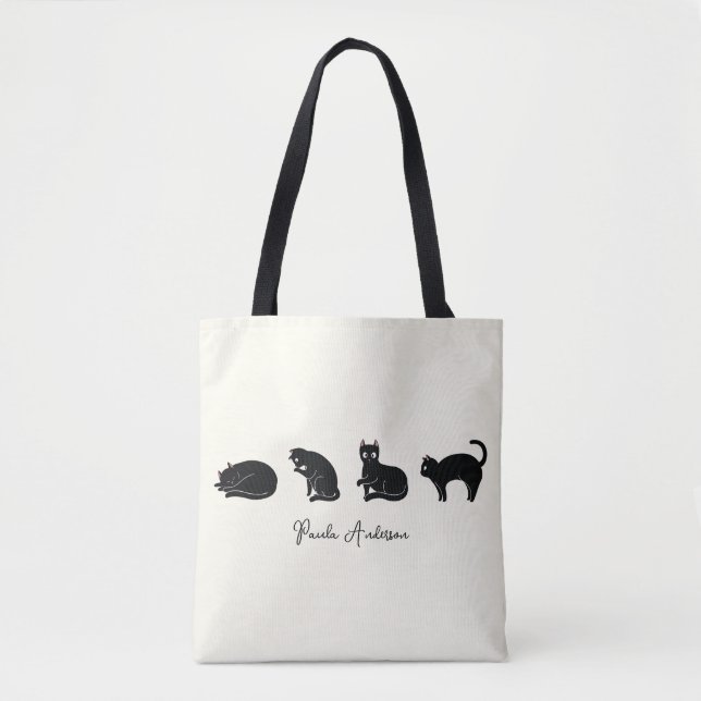 Customizable Cute Funny Black Cat  Tote Bag (Front)
