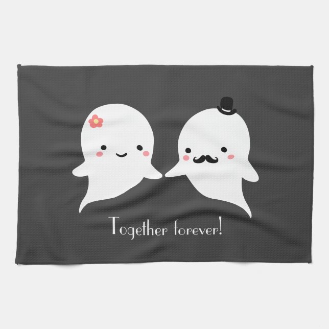 Customizable Cute Ghost Couple Towel (Horizontal)