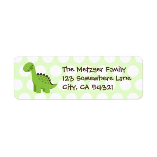 Customizable Cute Green Dinosaur Label