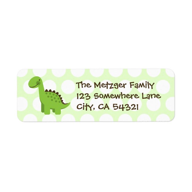 Customizable Cute Green Dinosaur Label (Front)