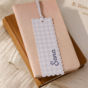 Customizable Cute Grey Gingham Name Bookmarks
