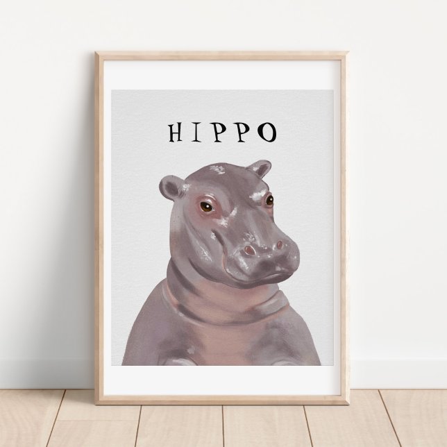 Customizable Cute Hippo Drawing Kids Poster  (Creator Uploaded)
