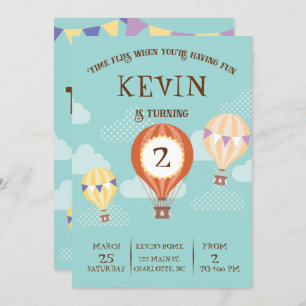 Customizable Cute Hot-Air Balloon Birthday. Invitation