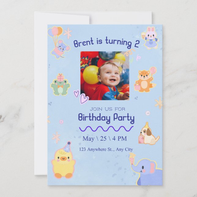 Customizable Cute Kids' Birthday Invitation (Front)