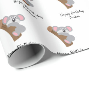 Customizable Cute Koala Bear Kids Birthday Gift Wrapping Paper